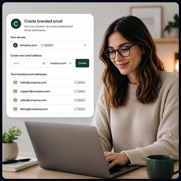 Illustration placeholder — branded email address