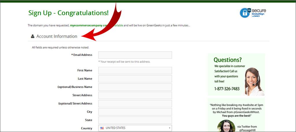 Completa la información de tu cuenta