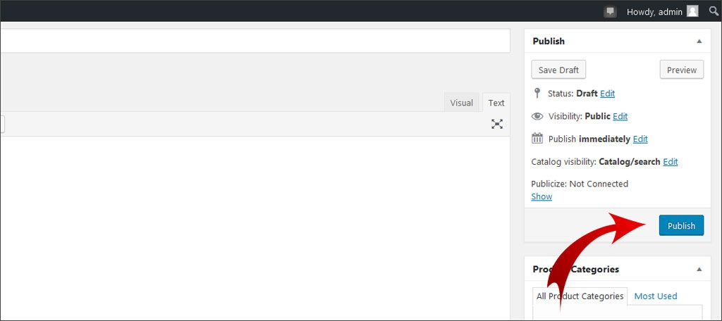 Haz clic en Publicar para activar el producto
