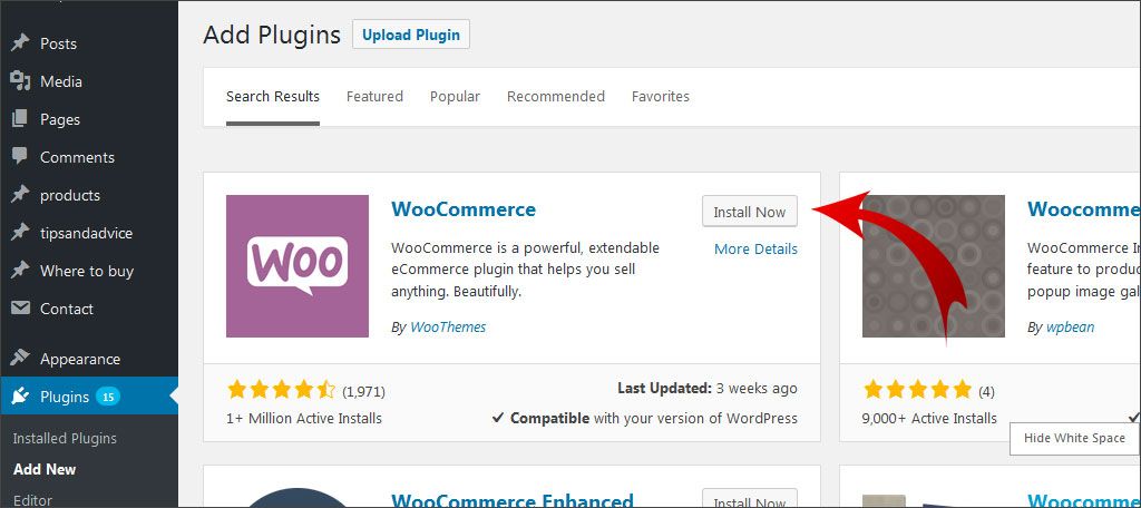 Busca WooCommerce e instálalo
